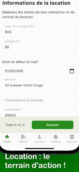 Créer une location — application Receipt2Go